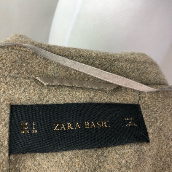 Zara Basic Wool Blend Waterfall Trench Coat Gray - Picture 6 of 6